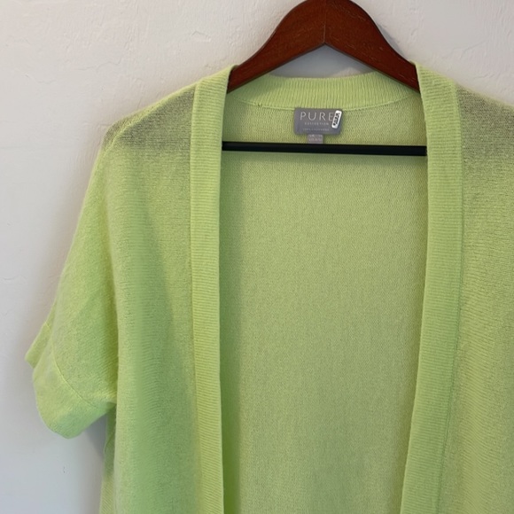 Pure Collection Cashmere Sweater Cardigan Women’s Size 8/10 Medium Chartreuse - Picture 5 of 11